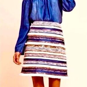 Anthropologie Moulinette Soeurs serine beaded fringe mini skirt